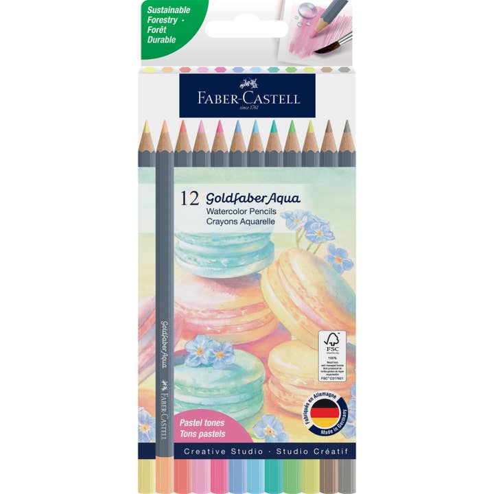 Faber-Castell / Creativity for Kids - Wholesale Colored Pencil - Goldfaber Aqua Watercolor Pencils, Box of 12 Pastel Colors