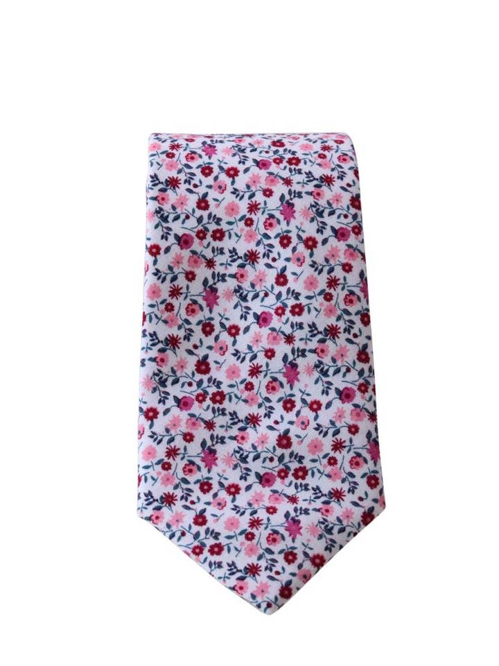 Wijn- en blozende stropdas met bloemenprint voor wholesale door London Jae Apparel