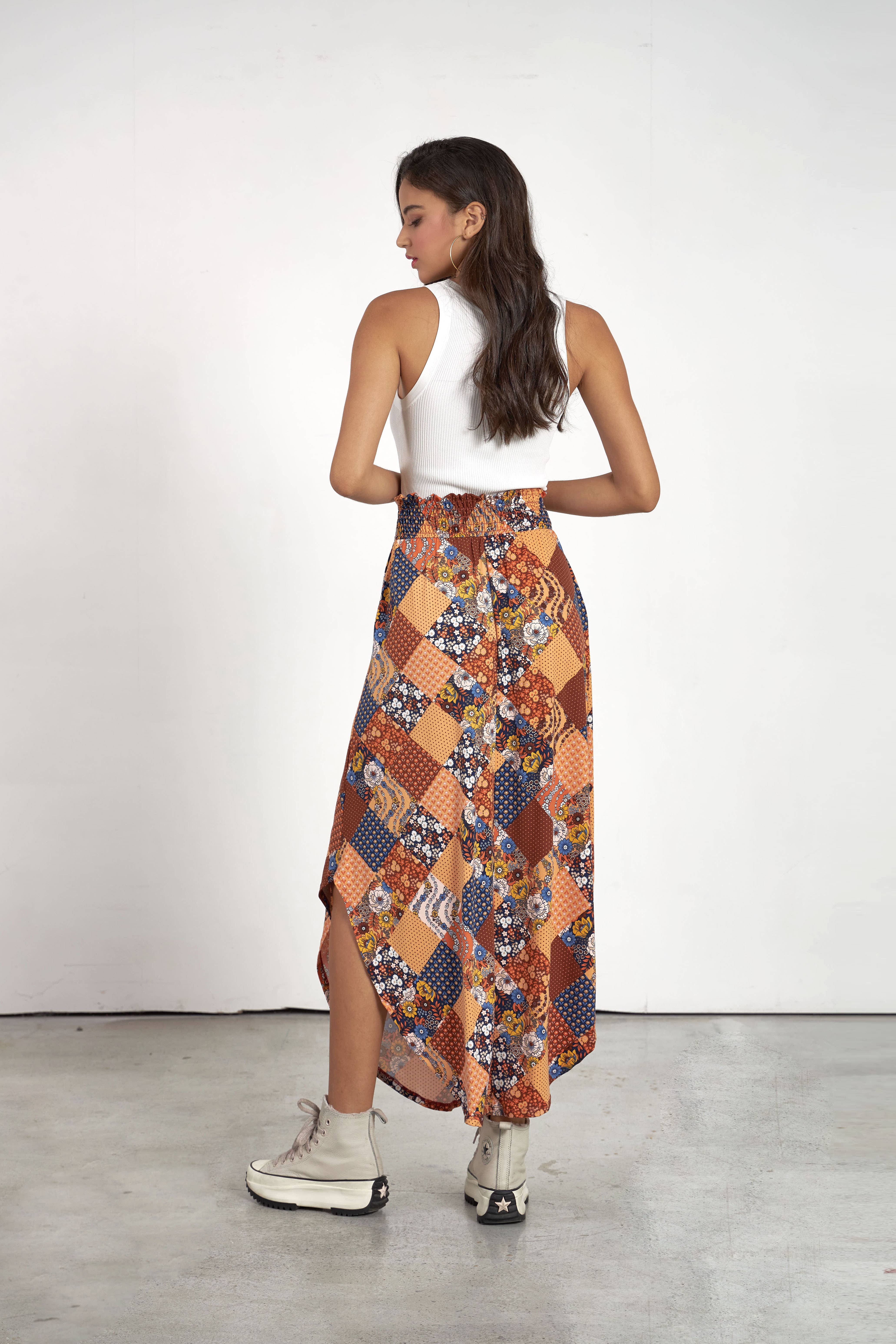 noflik - Venta al por mayor Falda - Mujer - Falda Maxi con Cintura Elástica Fruncida y Dobladillo Curvado -NS1000_20