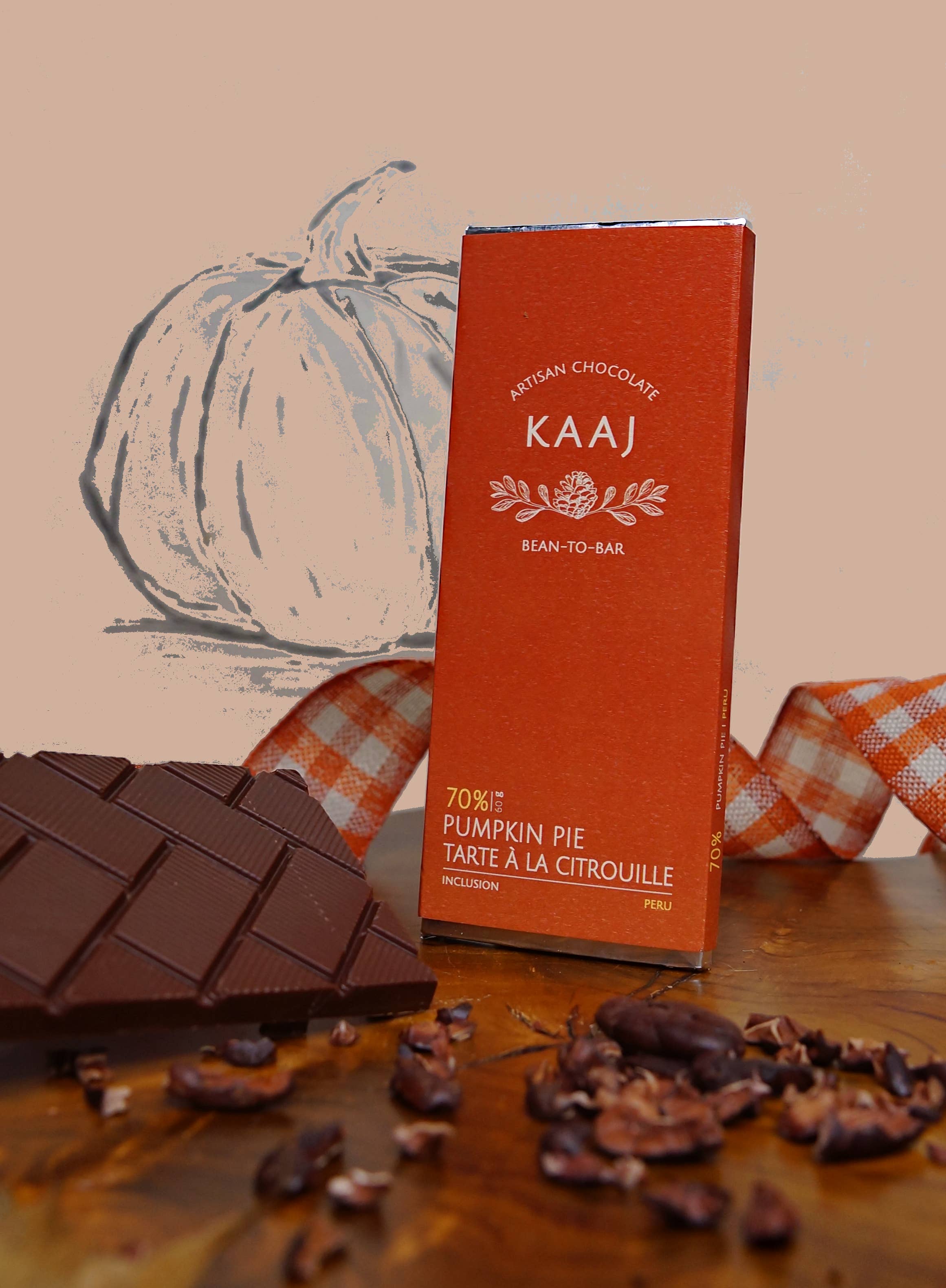 Kaaj Artisan Chocolate - Wholesale Chocolate Bar - Pumpkin Pie 70% Dark Peru3