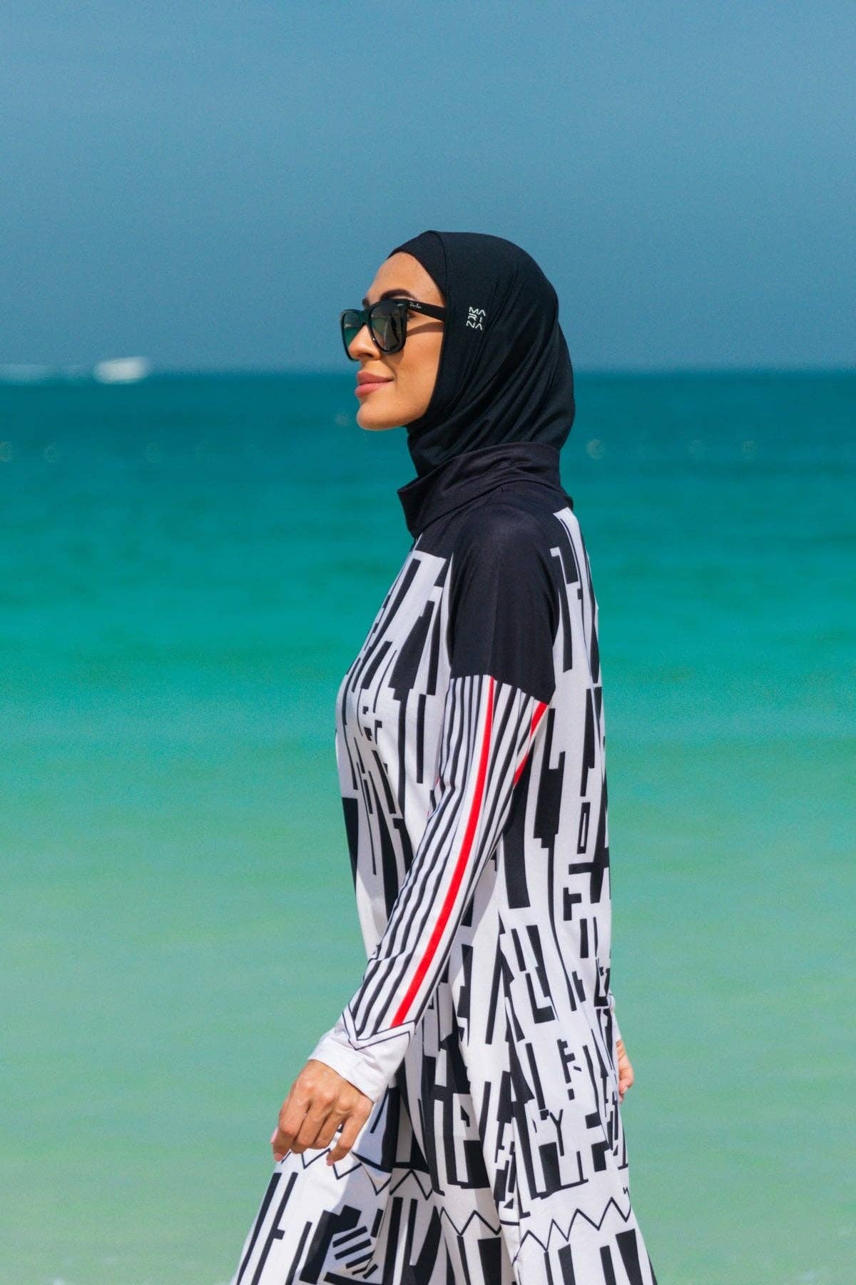 Marina Swimwear - Wholesale One Piece Swimsuit - Women's - Lycra Black Burkini Modest Swimwear M230210