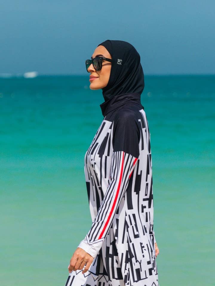 Marina Swimwear - Wholesale One Piece Swimsuit - Women's - Lycra Black Burkini Modest Swimwear M230210