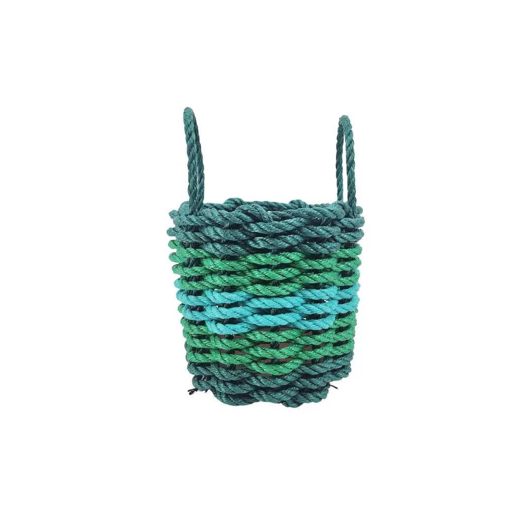 Little Salty Rope - Wholesale Basket - Five Stripe Rope Storage Basket Hunter Green, Green, Teal0