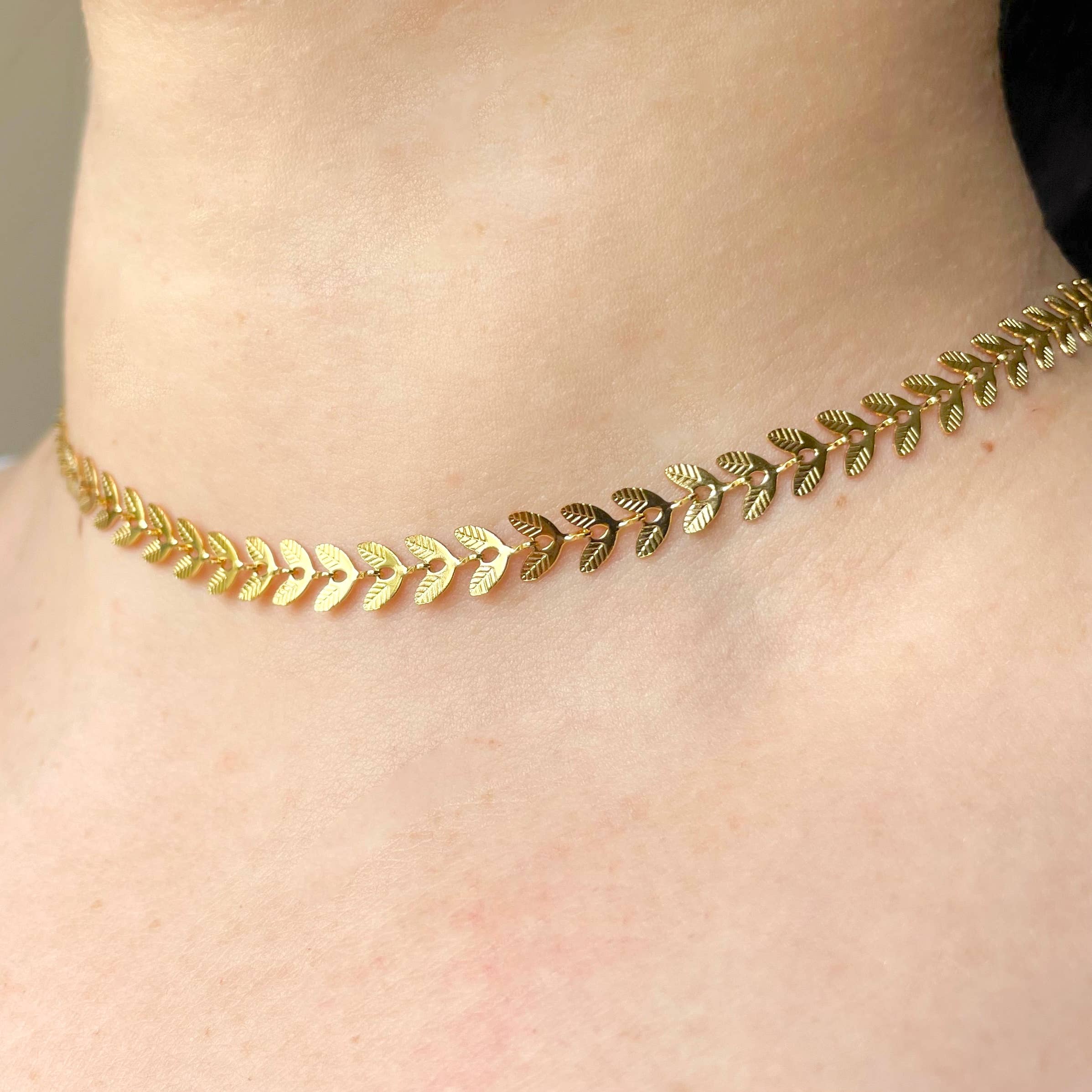 Blueyejewelry - Wholesale Link & Chain Necklace - Leaf Chain Necklace- Waterproof Chevron Chain Necklace 5