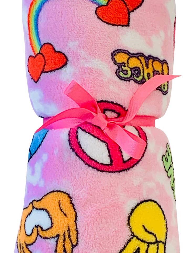 Fuzzy Peace and Love Blanket for wholesale by Made With Love & Kisses