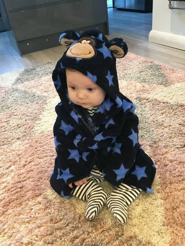 Twisted Saint - Vente Peignoir – enfant - Peignoir Bébé Singe. Peignoir de Bain Mignon Douillet Adorable1