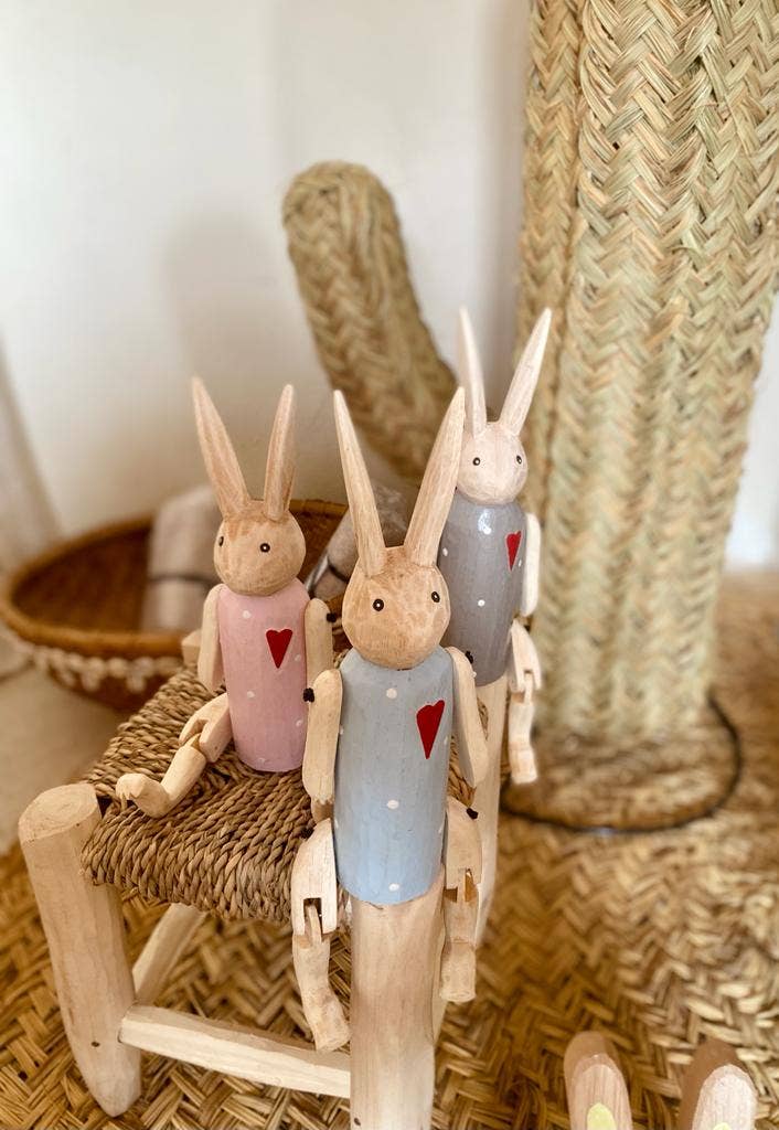 Kasary - Wholesale Decorative Figurine - Painted Wooden Jointed Rabbit – Coelho1