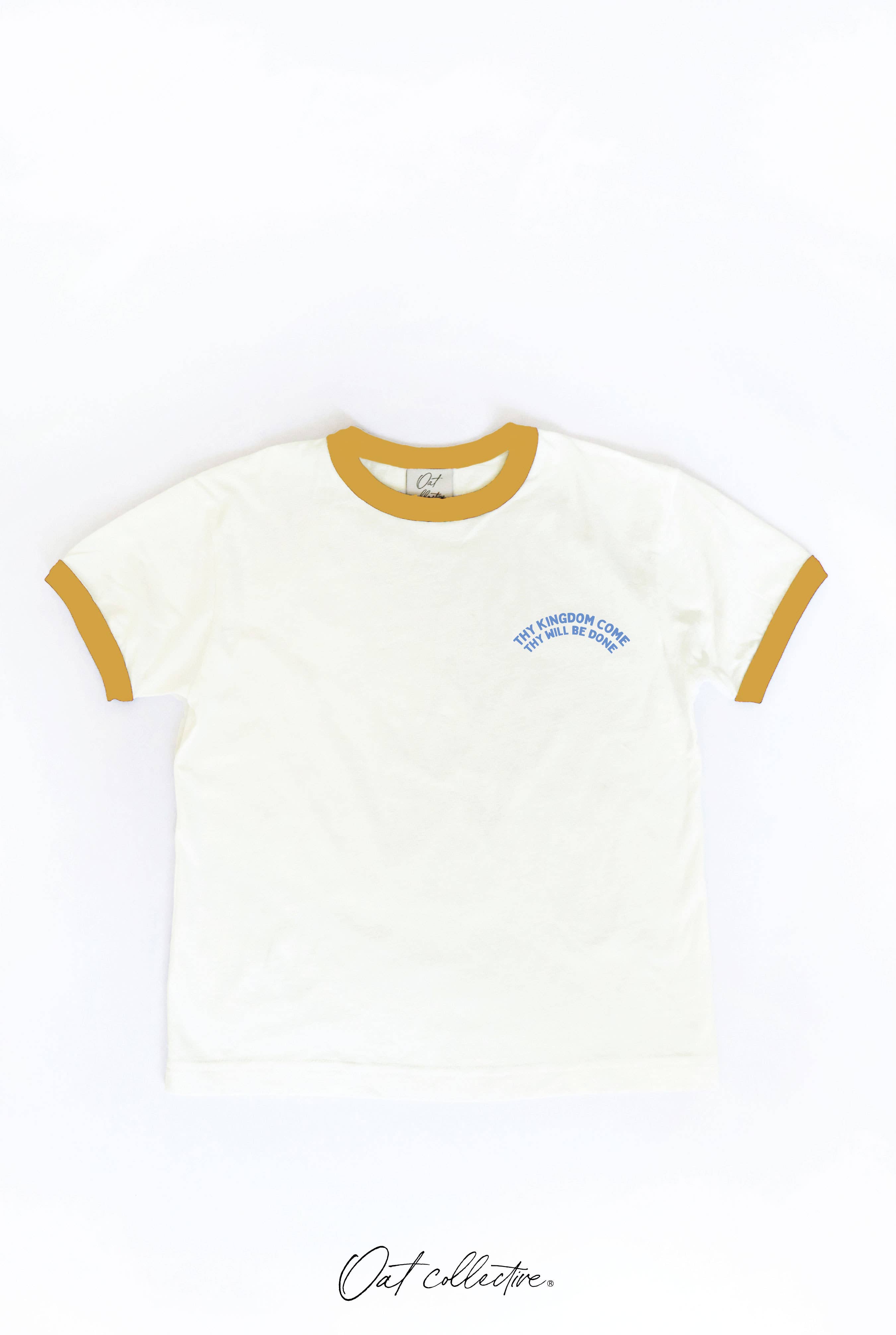 OAT COLLECTIVE - Wholesale Screen Printed T-Shirt - Kids - THY KINGDOM COME Toddler Ringer Graphic Top1