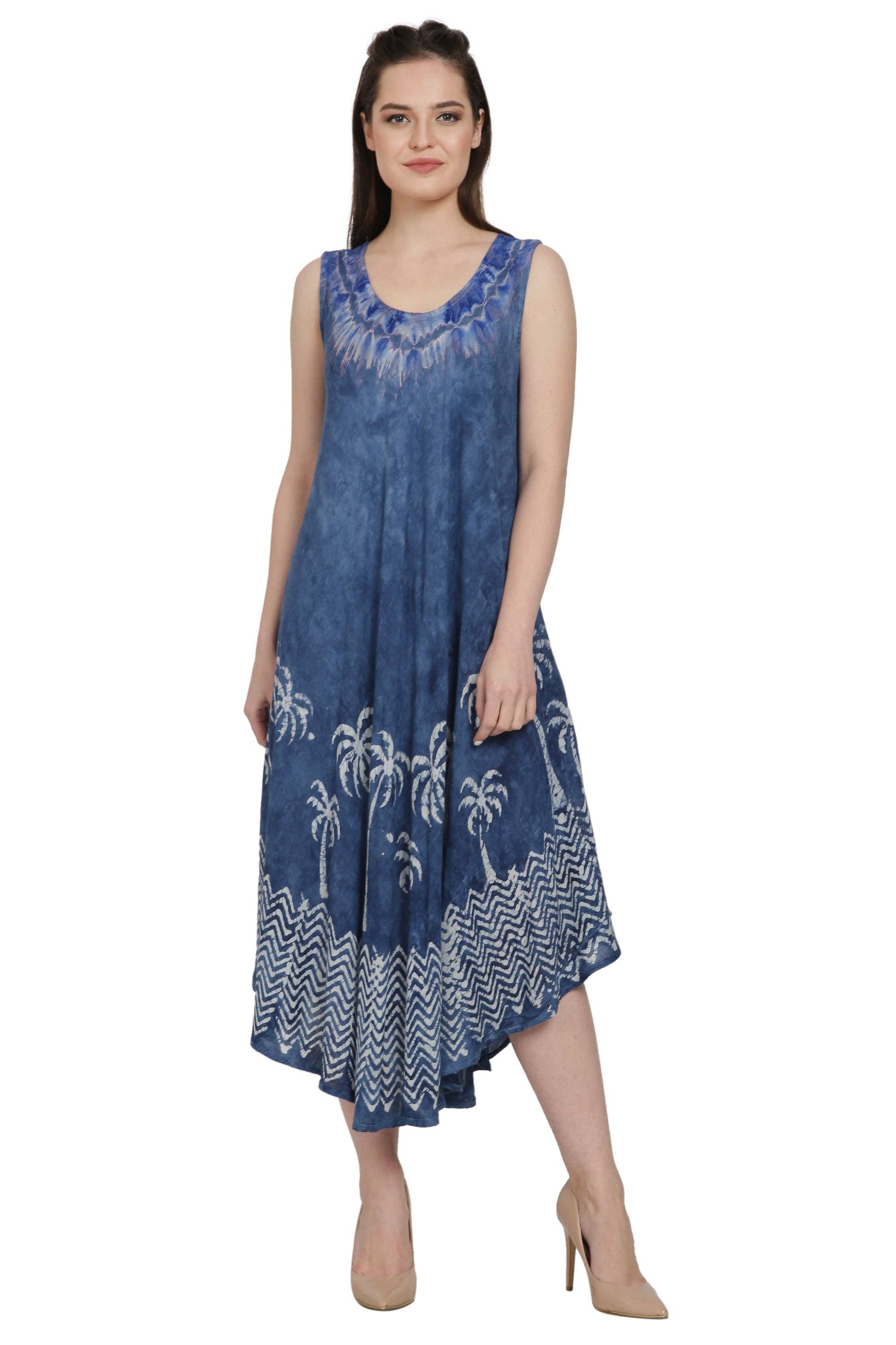AST Batik Palm Tree Tie Dye Beach Dress UD52-2327 for wholesale on Faire3