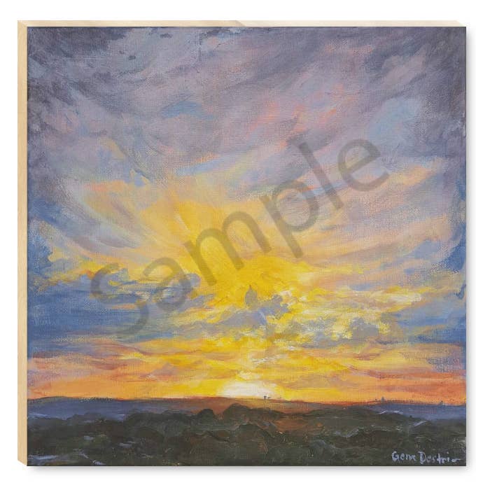 Lever de soleil sur le bois de Buda 1 pour la vente par Gena Destri