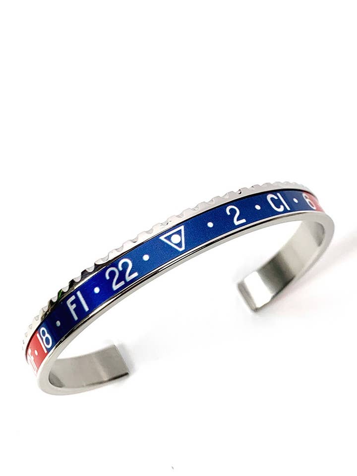 STEEL BRACELET DUALTIME COLOR BLUE/RED for wholesale by Speedometer Official