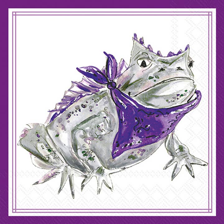 Paper Cocktail Napkins Purple Horned Frog Hometown Pride for wholesale by Boston International