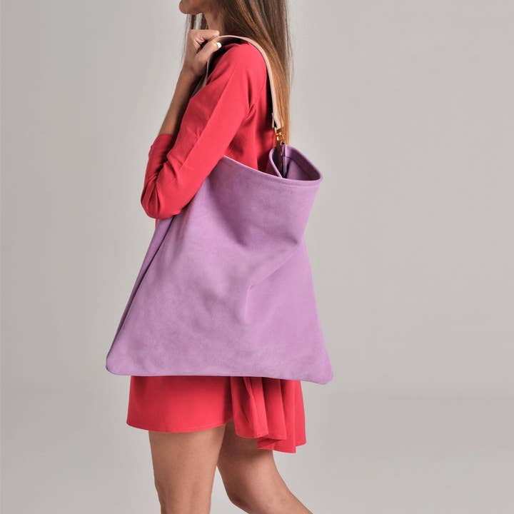 ANA KOUTSI - Vendita all'ingrosso Borsa tote - Donna - Borsa Akathi Soft Lilac, Borsa Shopper in pelle viola, Lilac Lea1