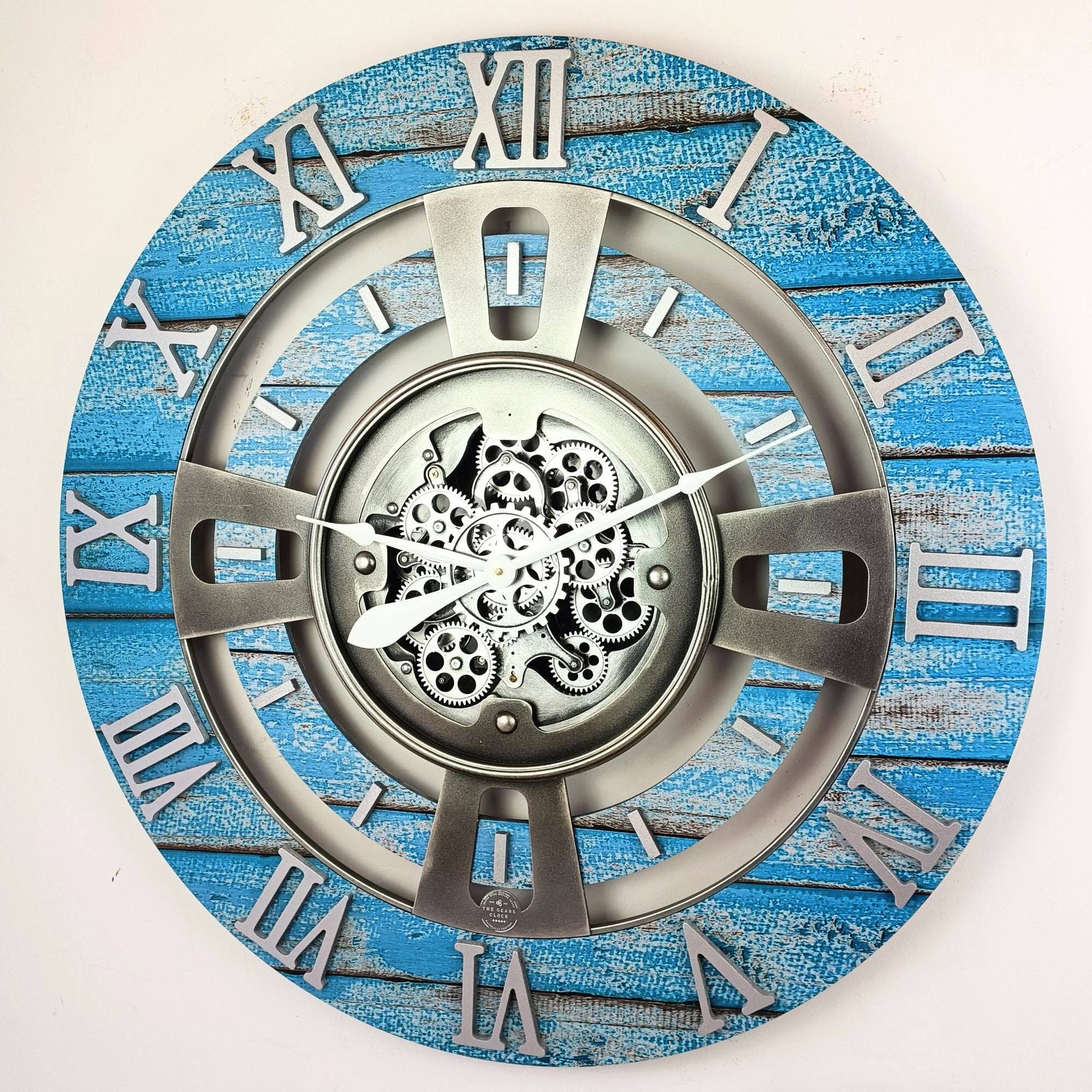The Gears Clock - Wholesale Wall Clock - ENGLAND LINE WALL CLOCK ROUND 36 INCH OCEAN BLUE9