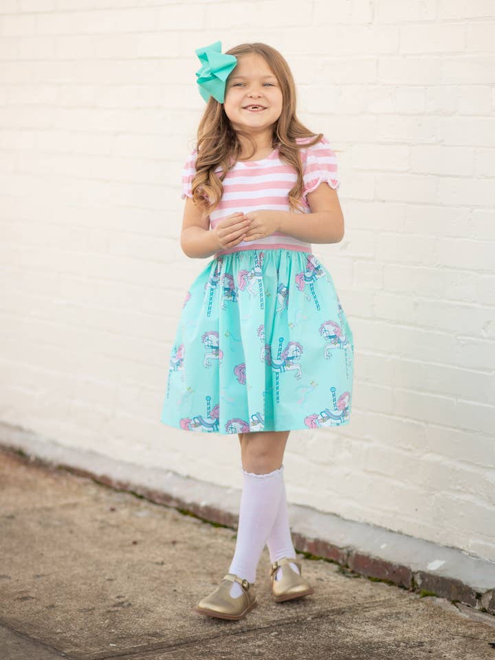 Posh Pickle - Wholesale Dress - Kids - Carousel Short Sleeved Swing Dress1