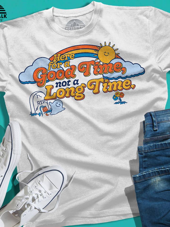 Men's Here for a Good Time Not a Long Time T-Shirt for wholesale by Boredwalk