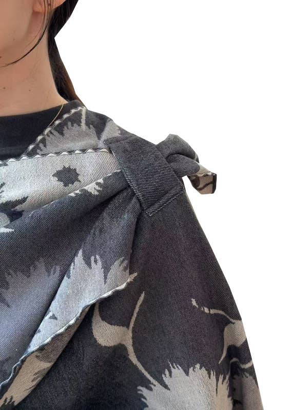 Winding River - Wholesale Jacket - Women's - Gray / Black Sunflowers Reversible Loop Wrap1