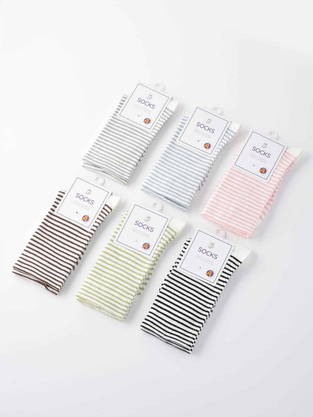 Funkyrel® Atzbranding Limited - Wholesale Sokken - Dames - Rufia - Kleurrijke Gestreepte Sokken tot Halverwege de Kuit16