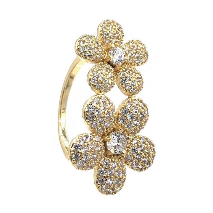 Cubic Zirconia Flower Fashion Mässingsring för wholesale av Nisso & Co. NYC Jewelry Wholesale