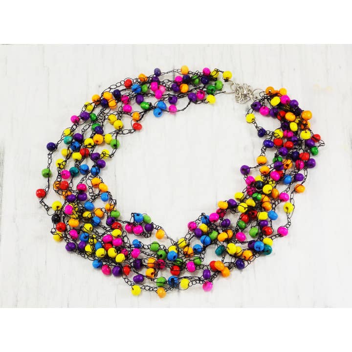Rainbow Statement Colorful Bib Necklace Summer Jewelry Eco Friendly Gifts for wholesale by Ninolia