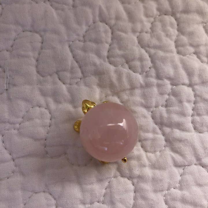 Tree of Life Gems - Wholesale Spiritual Stone/Crystal - Rose Quartz 20mm Sphere on Gold Turtle Stand4