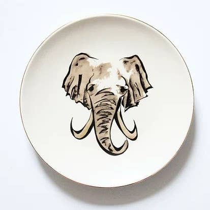 Kenya Side Plate Porcelain Elephant - Set of 2 for wholesale by milly sands interiors ltd.