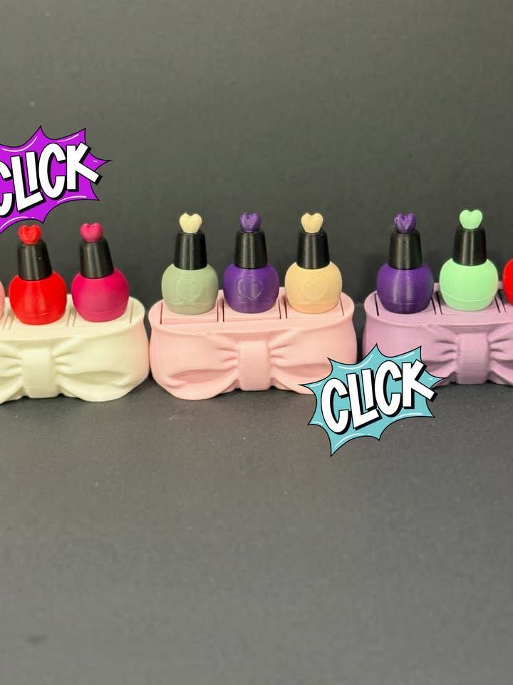 3D Printed Bow Nail Polish Fidget Clicker for wholesale by Upstate Design Decor