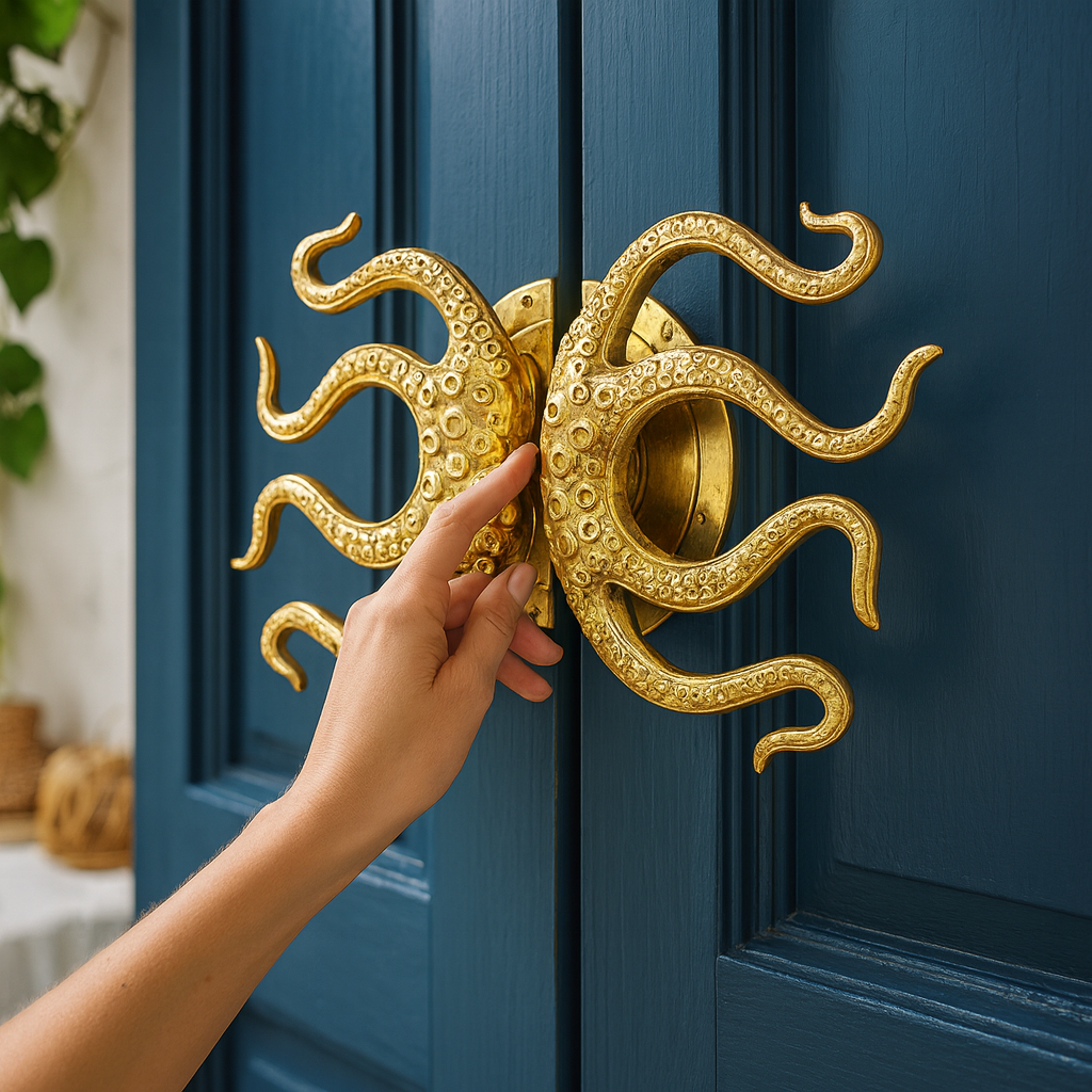 Ubud Glass – wholesale Knob/pull – Brass Octopus Door Handle – Solid Brass Entry Door Pull (Left or Right)26