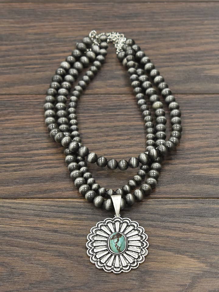 733225, Handmade 18" Navajo Turquoise Necklace for wholesale by ISAC Trading Inc