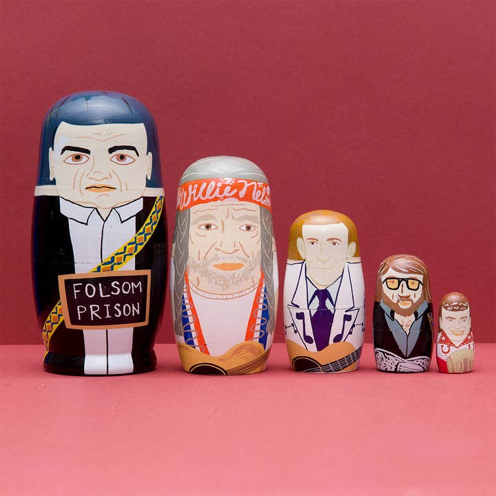 Larney + Babs - Wholesale Decorative Tabletop Object - Men of Country Wooden Nesting Doll Set1