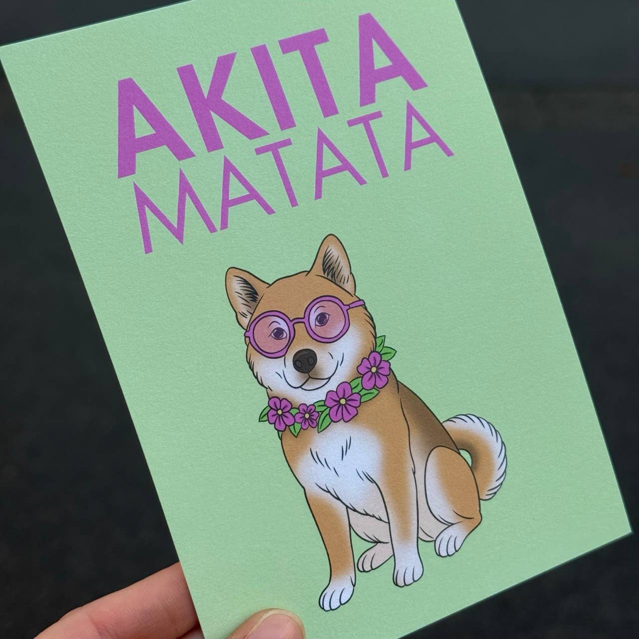 LOLLYPOPARTSTUDIO – Cartão de saudação diária por atacado – Carte Akita « Akita Matata »3