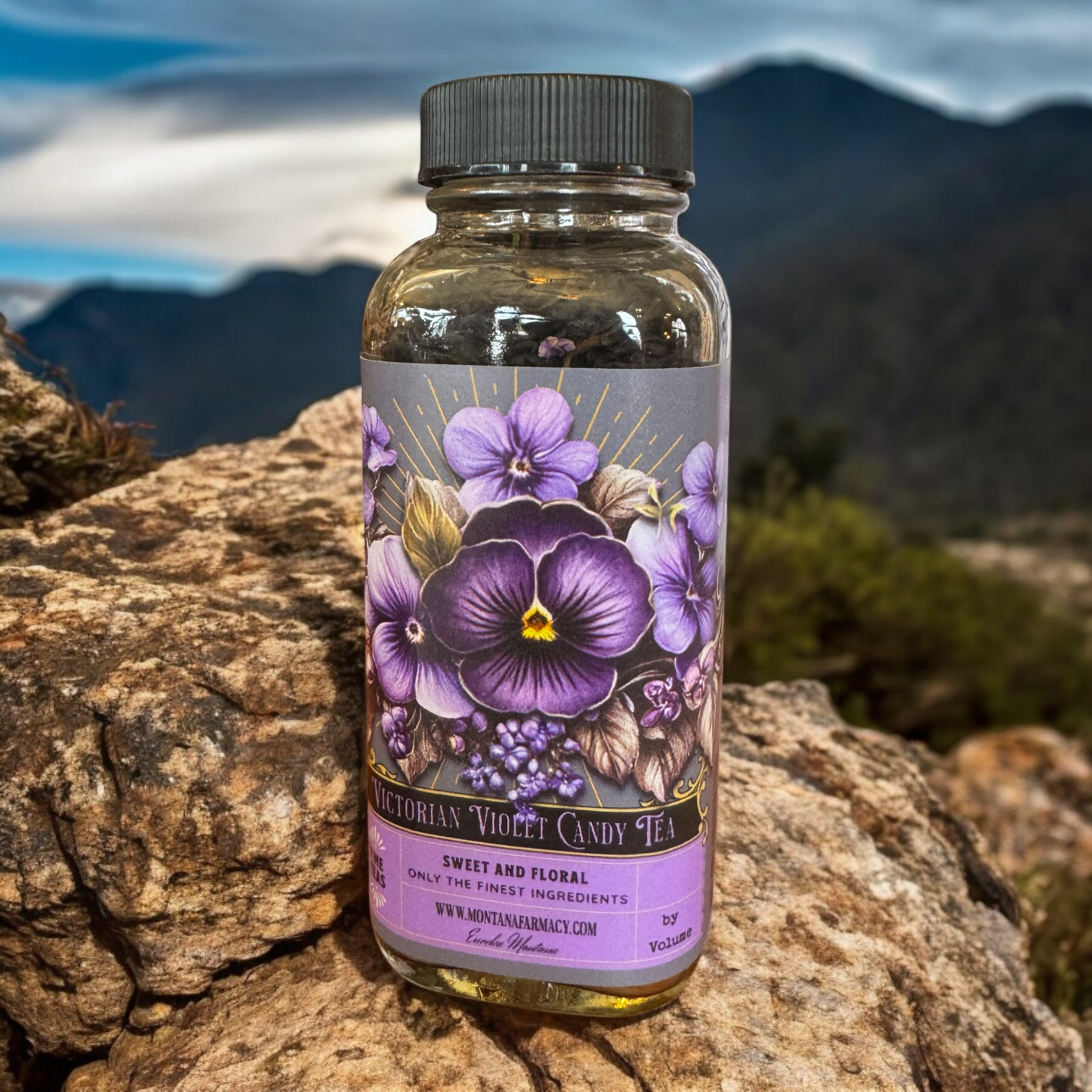 Montana Farmacy - Wholesale Loose Tea - Vintage Victorian Violet Candy Tea Candied French Tea in Jar3