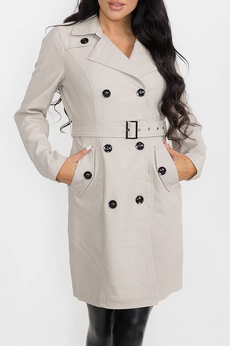 ROUSSEAU – wholesale Motorcykeljacka - Dam – PU LÄDERIMITATION KNAPPSTÄNGNING DRAPERAD HALSJACKA1