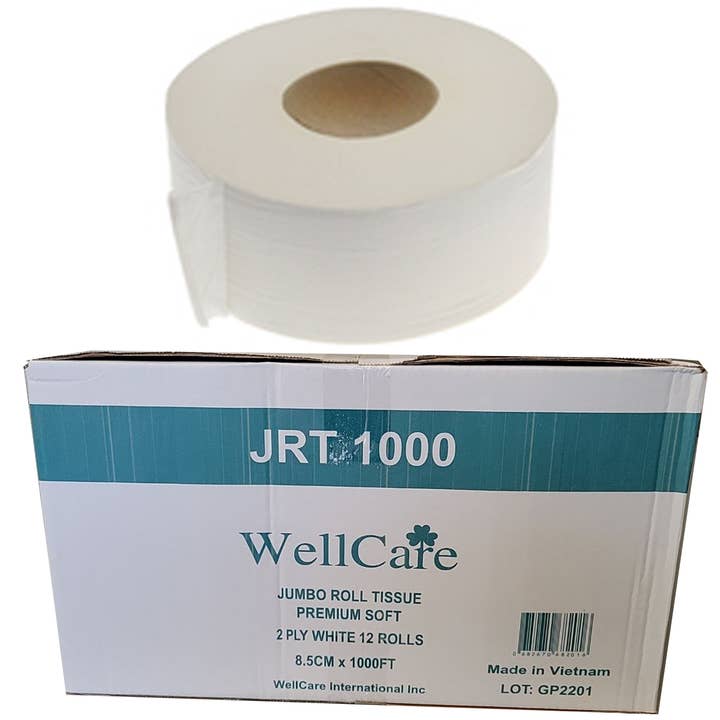 2 Rolos de tecido Jumbo Ply White- 1.000'/Rolo, 12 rolos/Caixa por atacado de Label & Decore