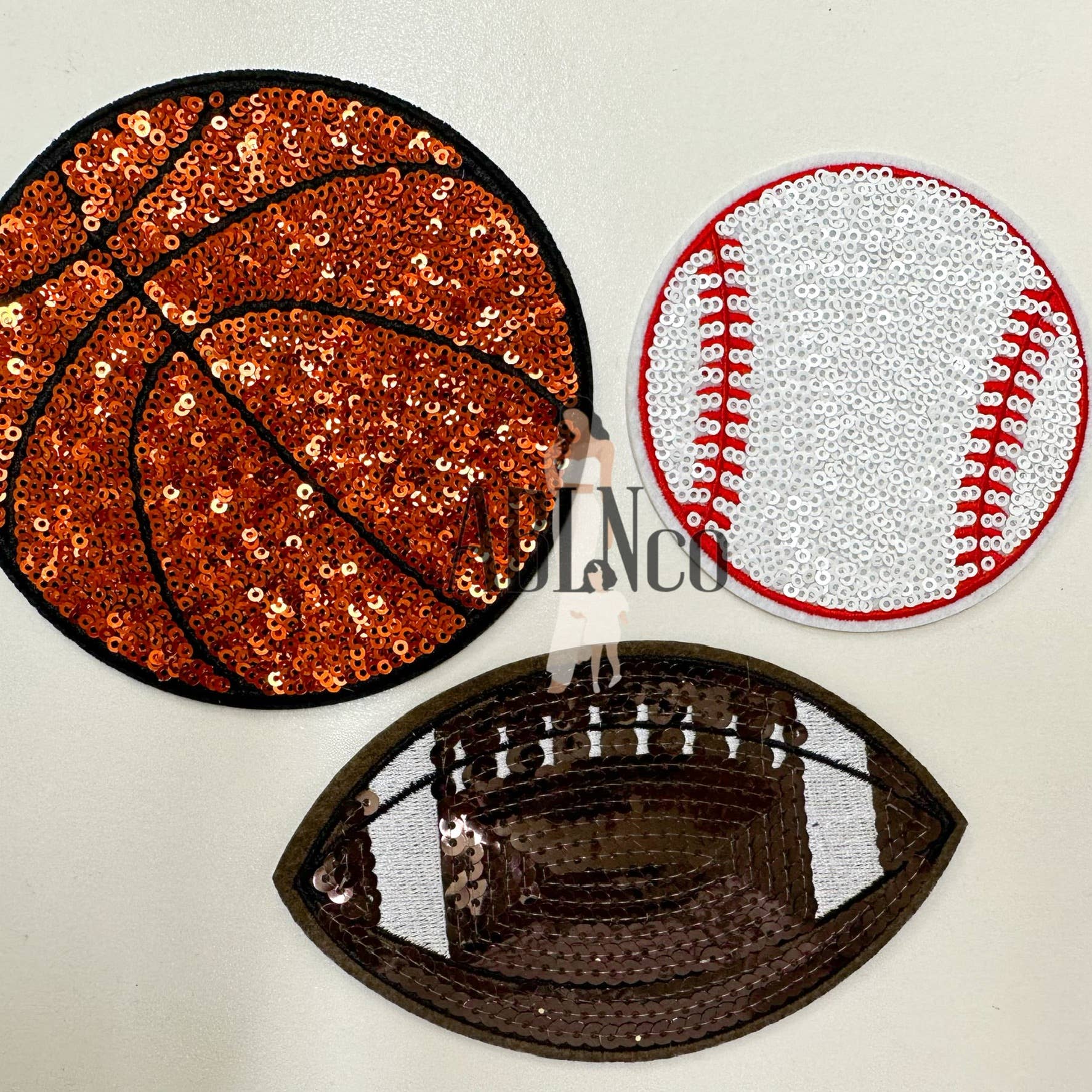 ABLNco - Wholesale Patch - Small Sequin Basketball Patch Game Day Sport Chenille Patch1