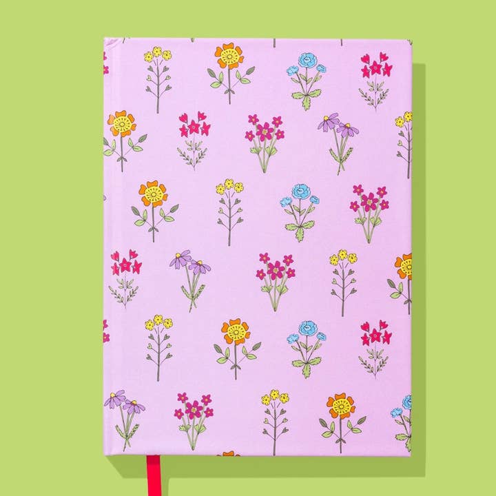 Pink Wildflowers Hardcover Notebook - Min. 4 (NBK-34) for wholesale by Taylor Elliott Designs