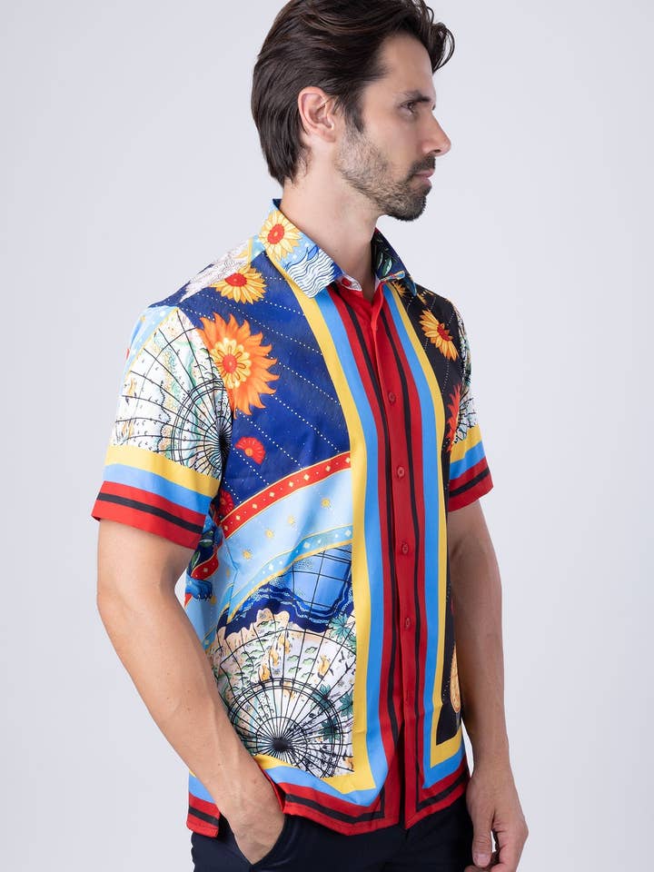 Multi Men's Floral Animal Short Sleeve Shirts 4SST38 for wholesale on Faire4