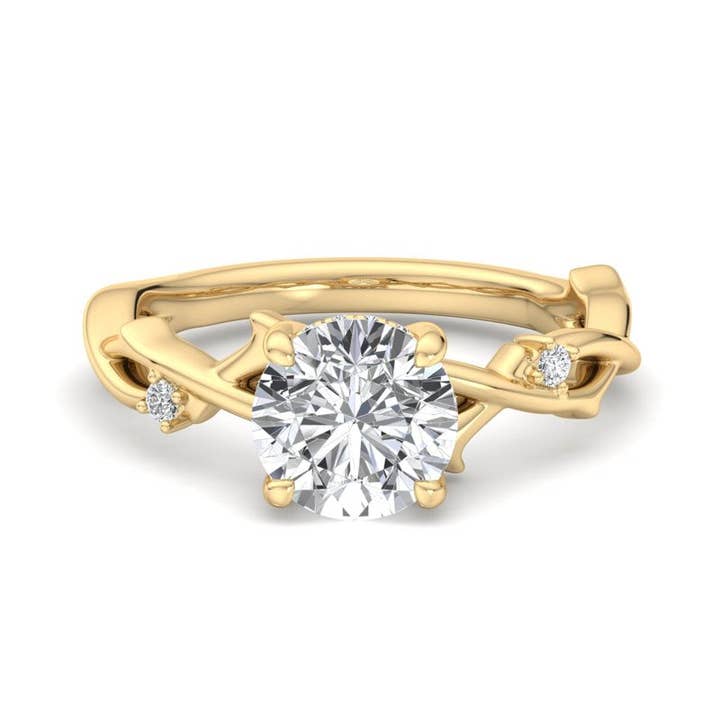 Sammanflätad Grace Rund Labodlad Diamant Center Förlovningsring för wholesale av Caratina