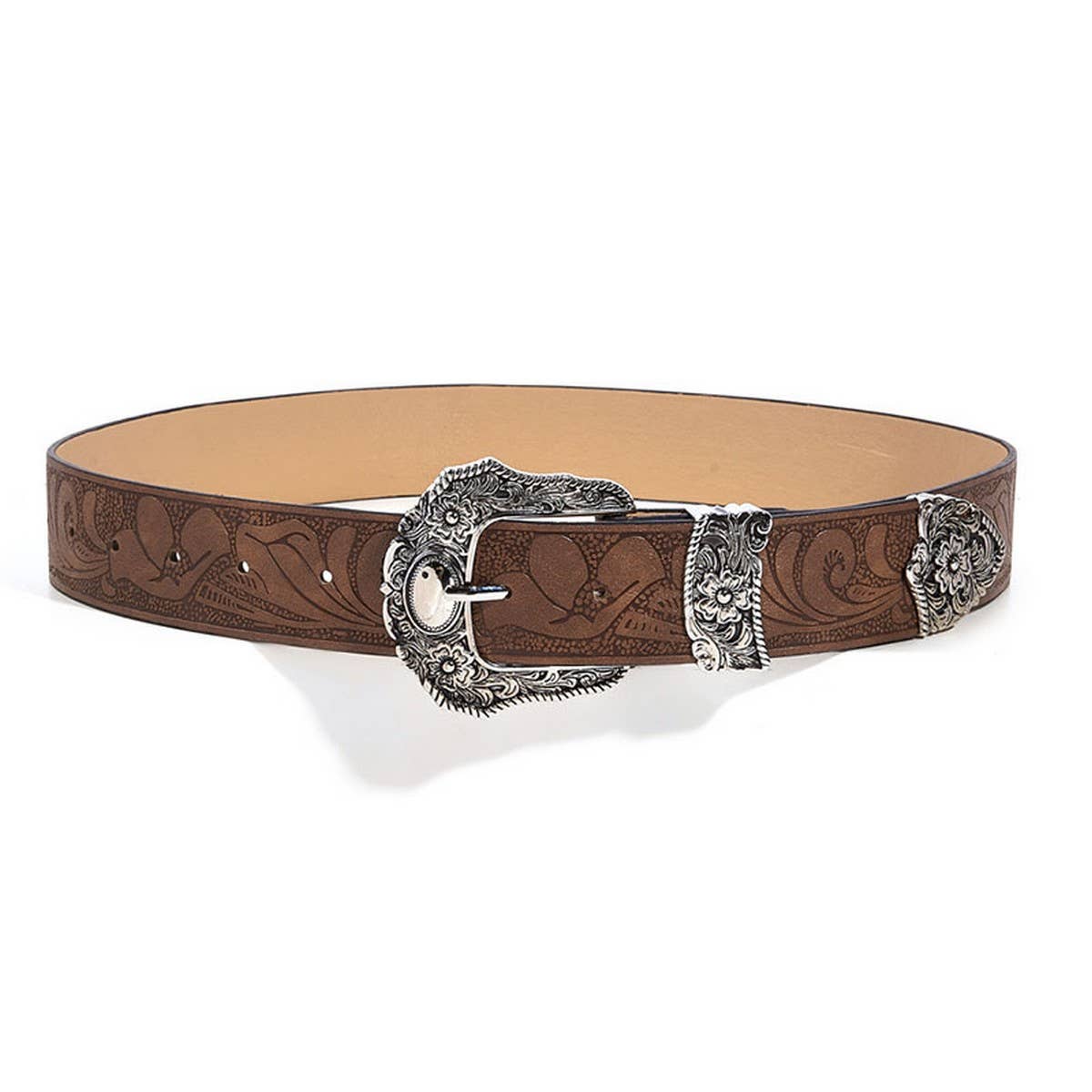NINEXIS - Wholesale Belt - Women's - CWABE0548_BROWN TEXTURED PRINTED BELT4