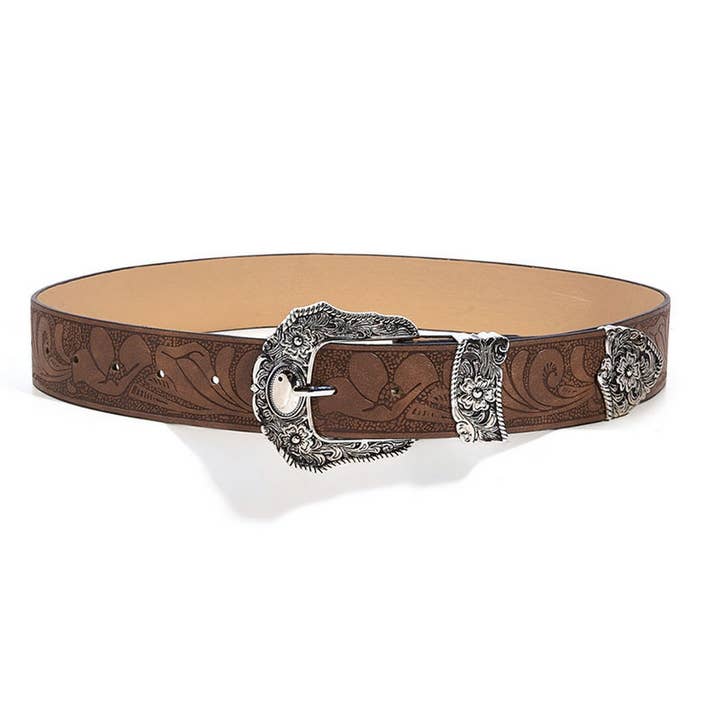 NINEXIS - Wholesale Belt - Women's - CWABE0548_BROWN TEXTURED PRINTED BELT4
