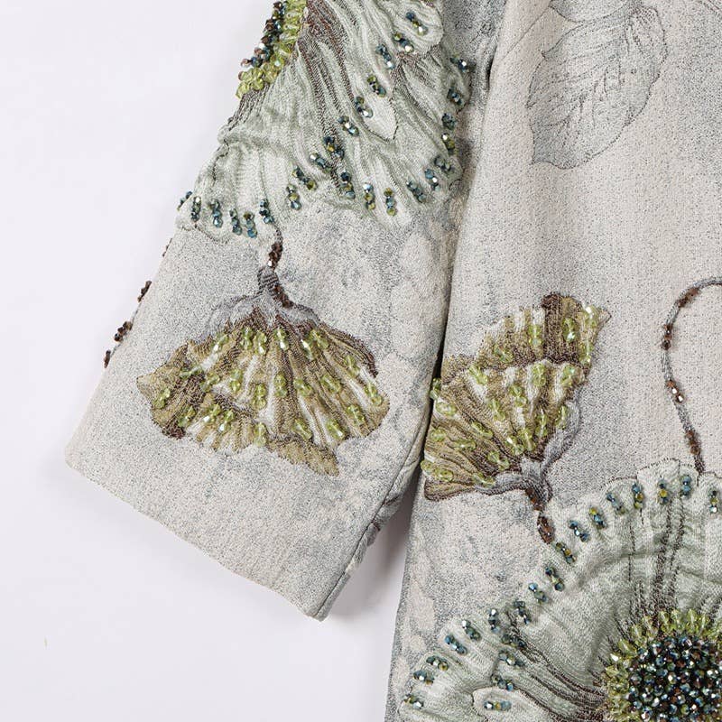 Productseeker - Venta al por mayor Vestido - Mujer - Abrigo floral bordado a mano con cuentas de jacquard CT102Y9