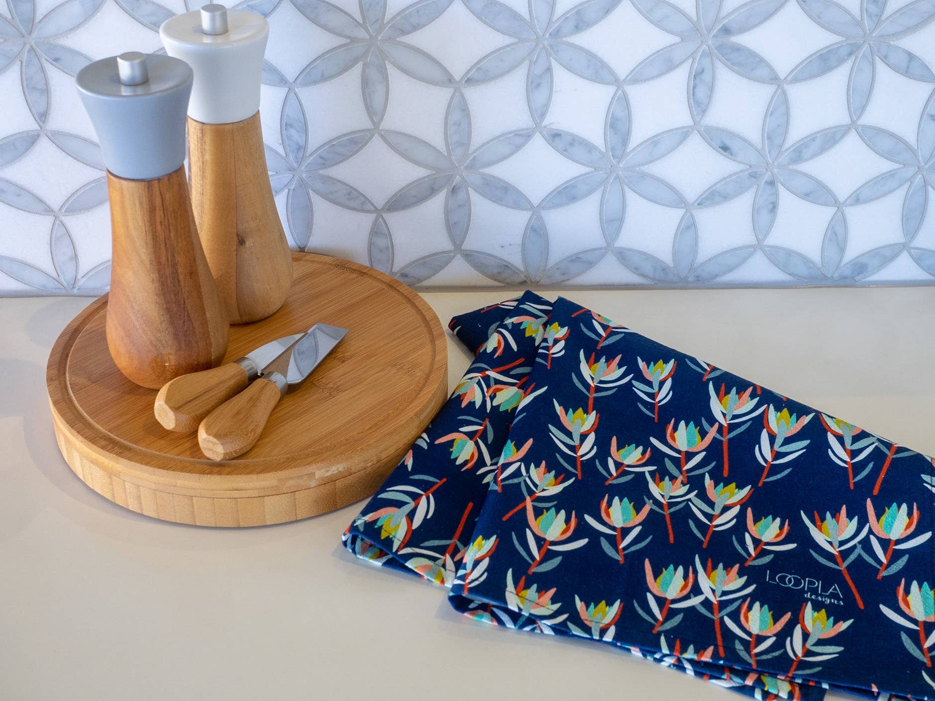 Loopla - Wholesale Tea Towel - Leucadendron Blue Cotton Crepe Tea Towel3