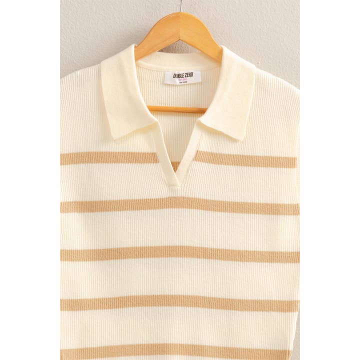 HYFVE - Wholesale Polo - Women's - DZ25A912-Collared Striped Polo Vest
