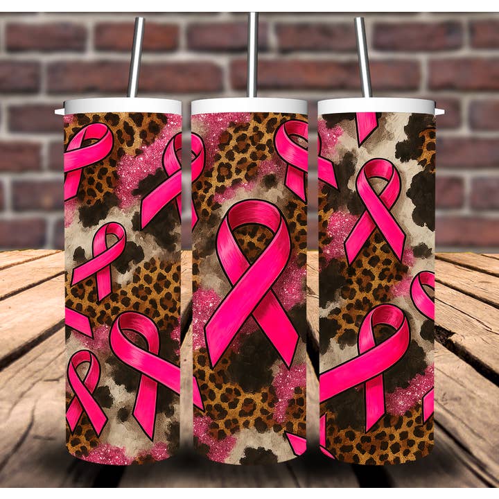 Brustkrebs Pink Ribbon Leopard Sub Tumbler 20oz 30oz für den Großhandel von Sweet Tees