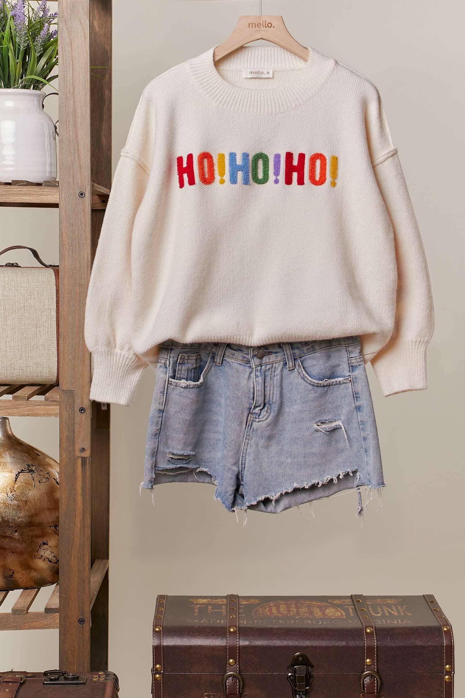 Mello. - Wholesale Knit Sweater - Women's - Oversize Christmas Sweater with Lettering6