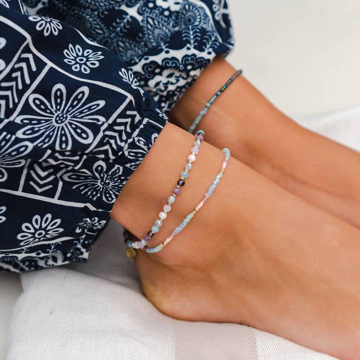 Lotus and Luna - Wholesale Jewelry Set - Beaded Anklets (10 Pack Assortment)