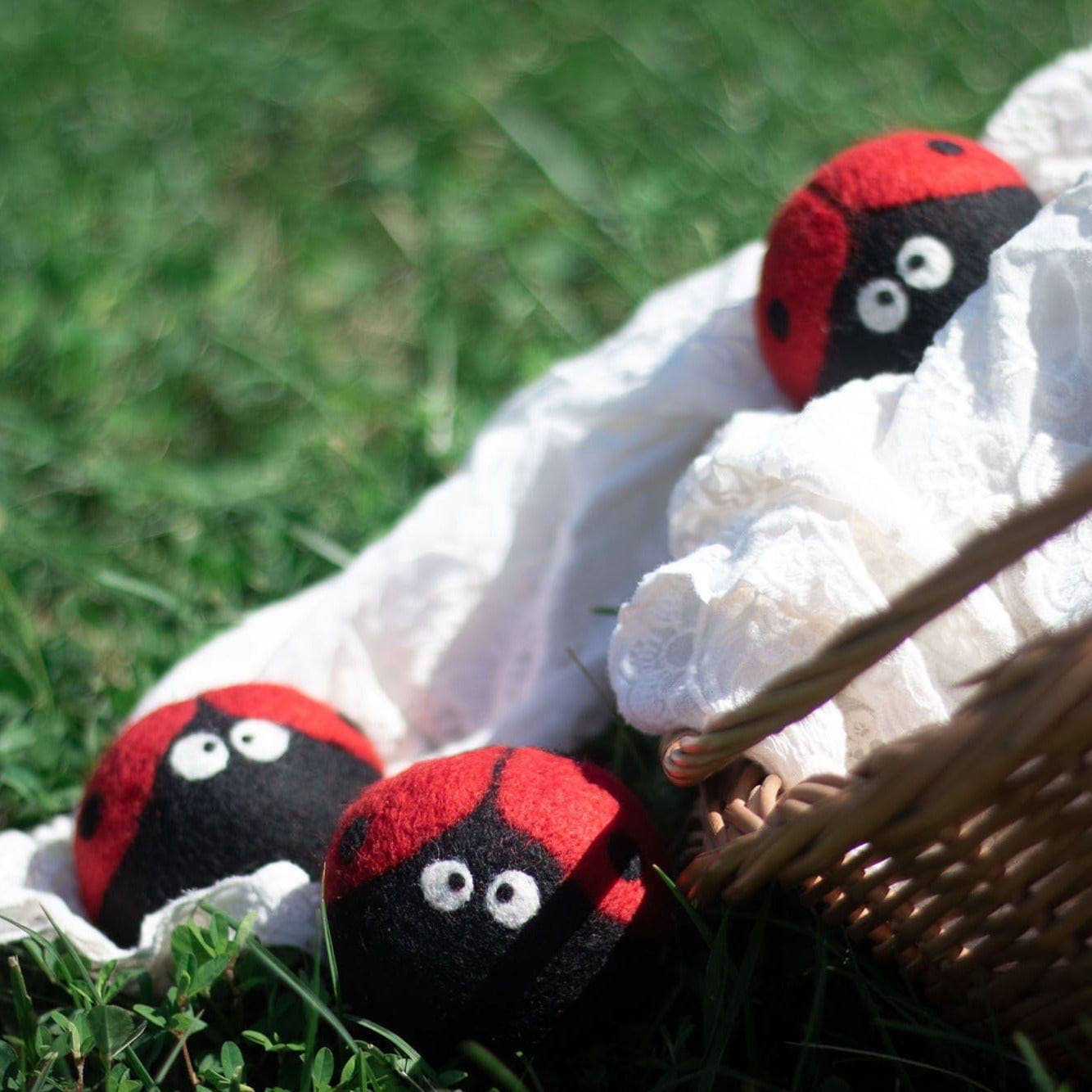 Friendsheep - Venta al por mayor Bolas de secadora - Set de 3 bolas secadoras de lana ecológicas Ladybug Trio1