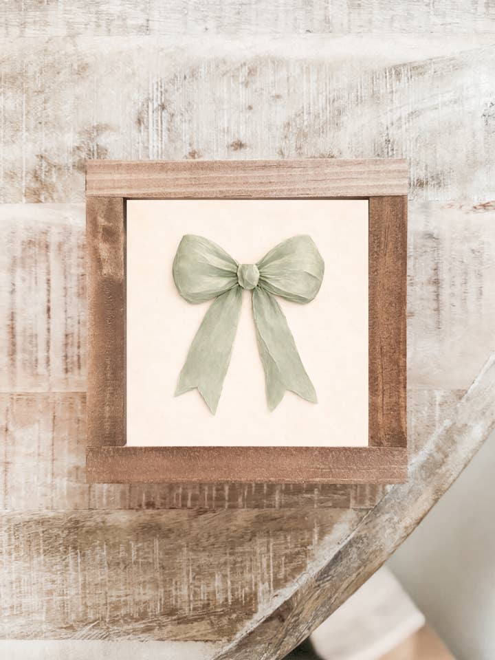 Sage Bow | Wood Sign, Valentine's Decor for wholesale by Lily and Sparrow