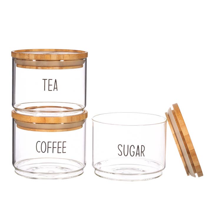 Sass & Belle Europe - Venta al por mayor Tarros - Frascos apilables para té, café y azúcar, juego de 3