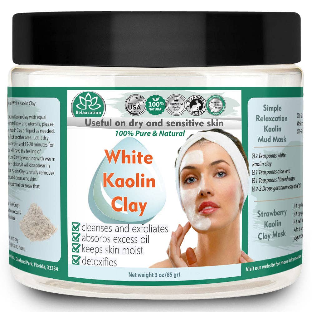 Relaxcation - Wholesale Skincare Face Mask - Pure White Kaolin Clay Powder (3 oz)0